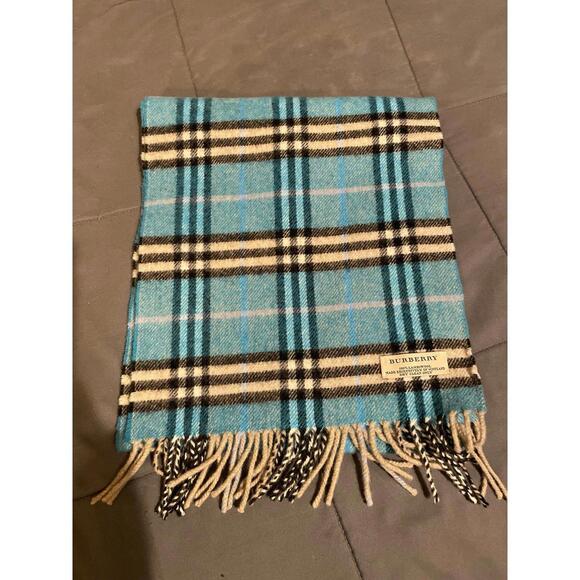 Burberry Lambswool Blue Check Scarf - Picture 1 of 5